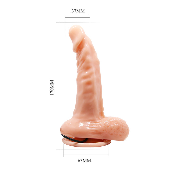 6" Flesh Vibrating Dildo w/Suction Base