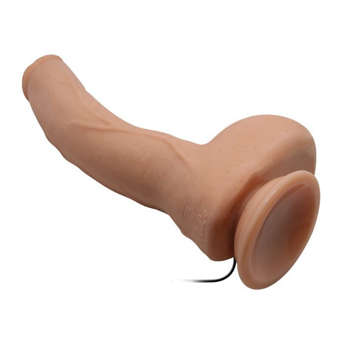 Vibrating Curved Dildo w/Suction Base Flesh