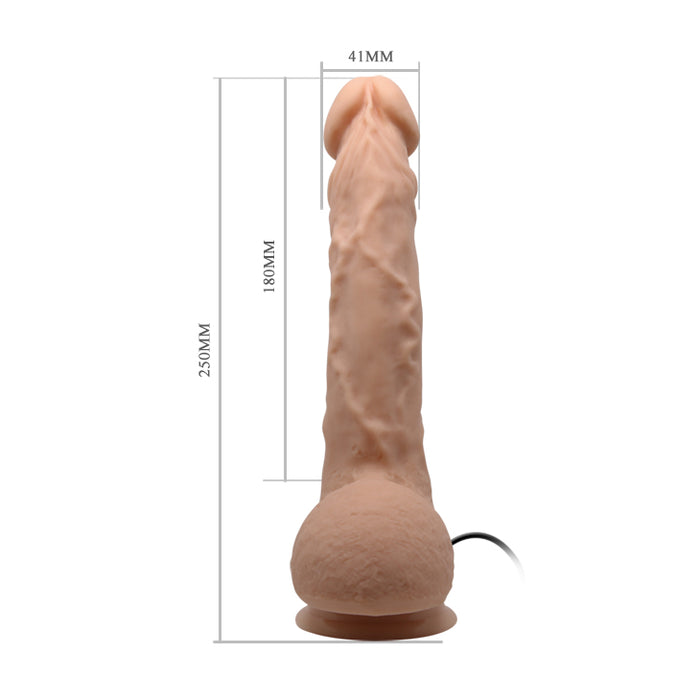 9.8" Vibrating Dildo w/Suction Base Flesh "Jason"