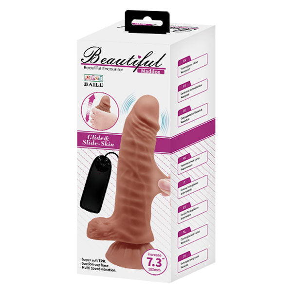 Vibrating Dildo w/Suction Base Flesh - Maddox