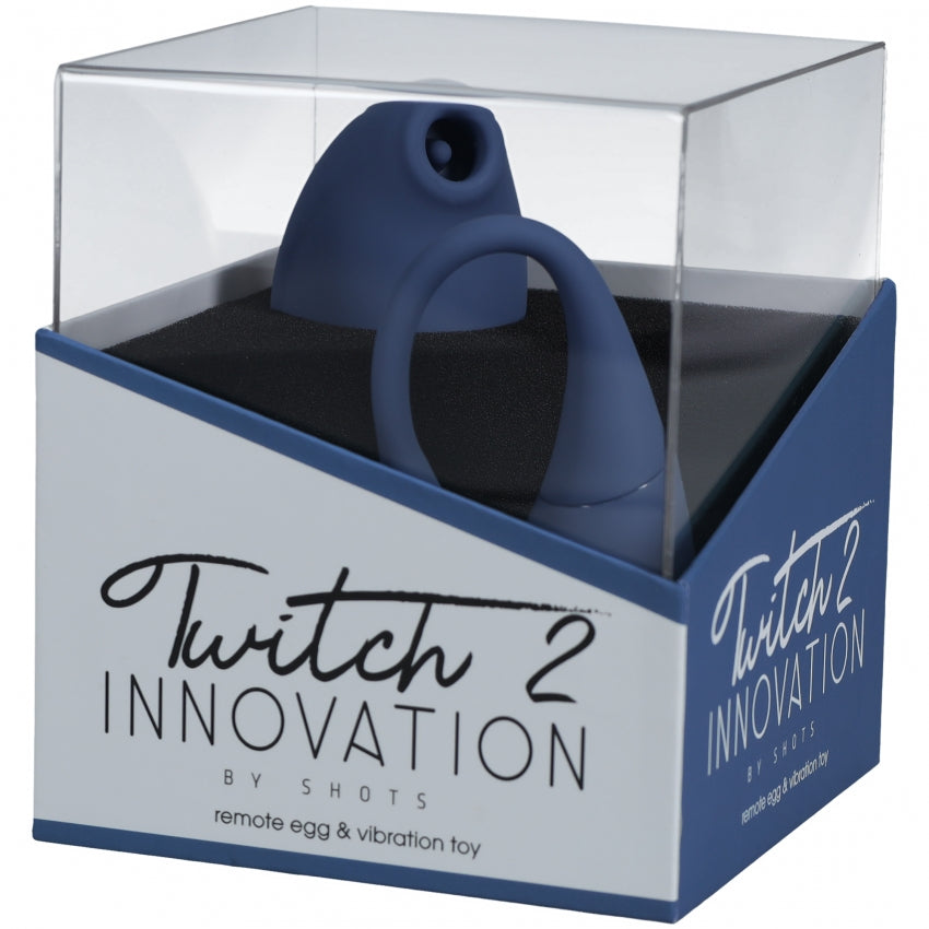 Twitch 2 - Rechargeable Suction & Flapping Vibrator with Remote Control Vibrating Egg - Blue/Grey
