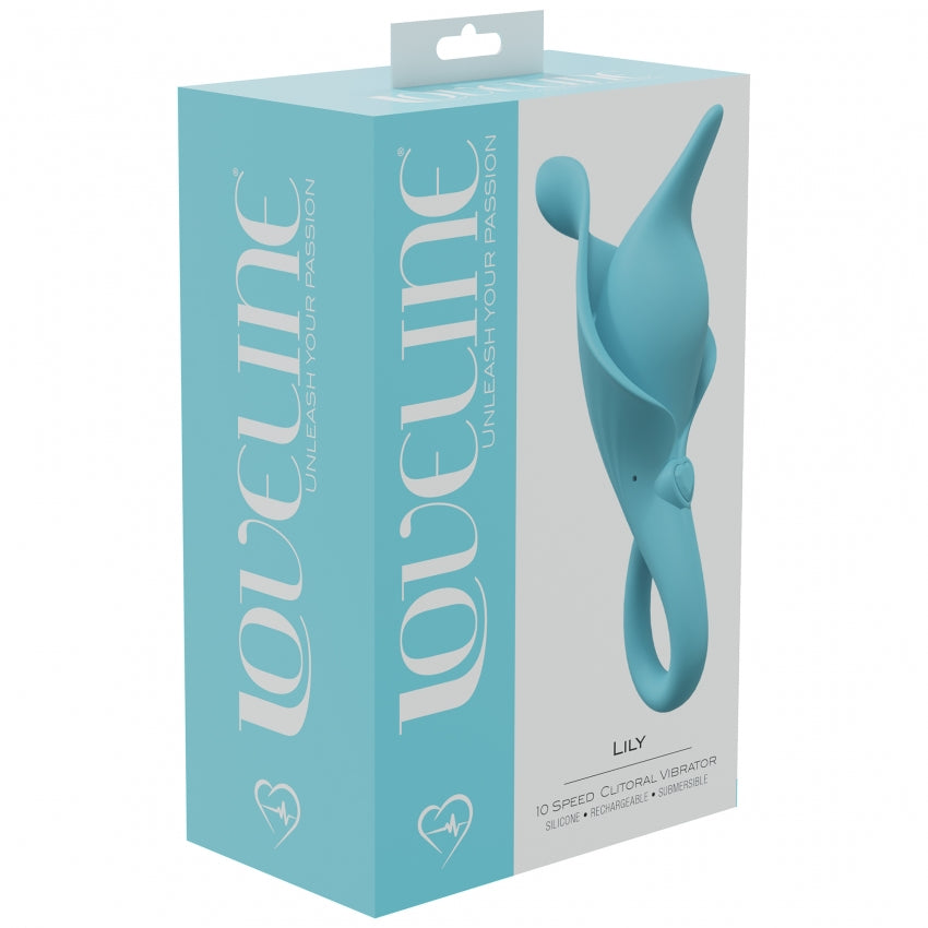 LoveLine - Lily - 10 Speed Clitoral Vibe - Sealed Silicone - Rechargeable - Submersible - Blue