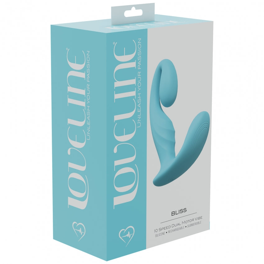LoveLine - Bliss  - 10 Speed Dual Motor Vibe - Sealed Silicone - Rechargeable - Submersible - Blue