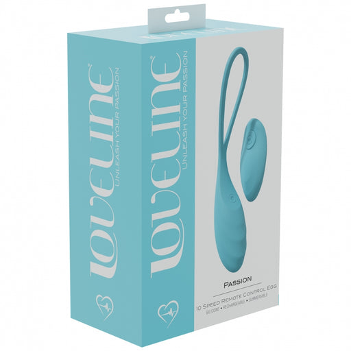 LoveLine - Passion - 10 Speed Remote Control Egg  - Sealed Silicone - Rechargeable - Submersible - Blue