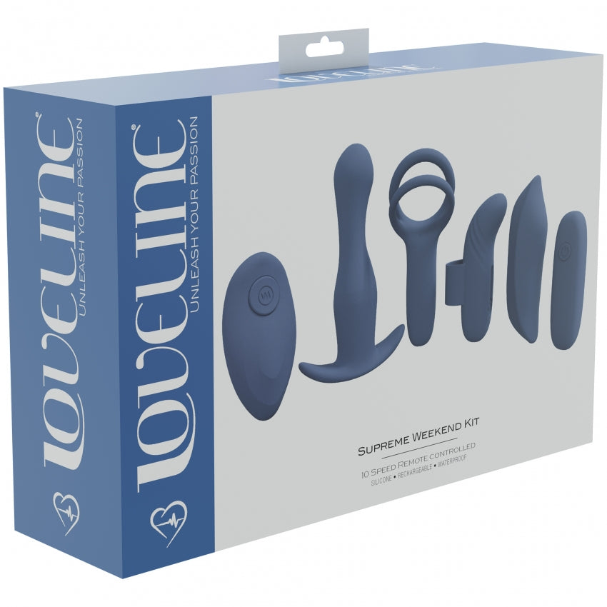 LoveLine - Supreme Weekend Kit - Silicone - Rechargeable - Waterproof - Blue/Grey