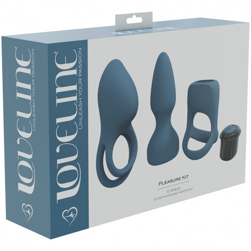 LoveLine - Pleasure Kit - 10 Speed - Silicone - Rechargeable - Waterproof - Blue Grey