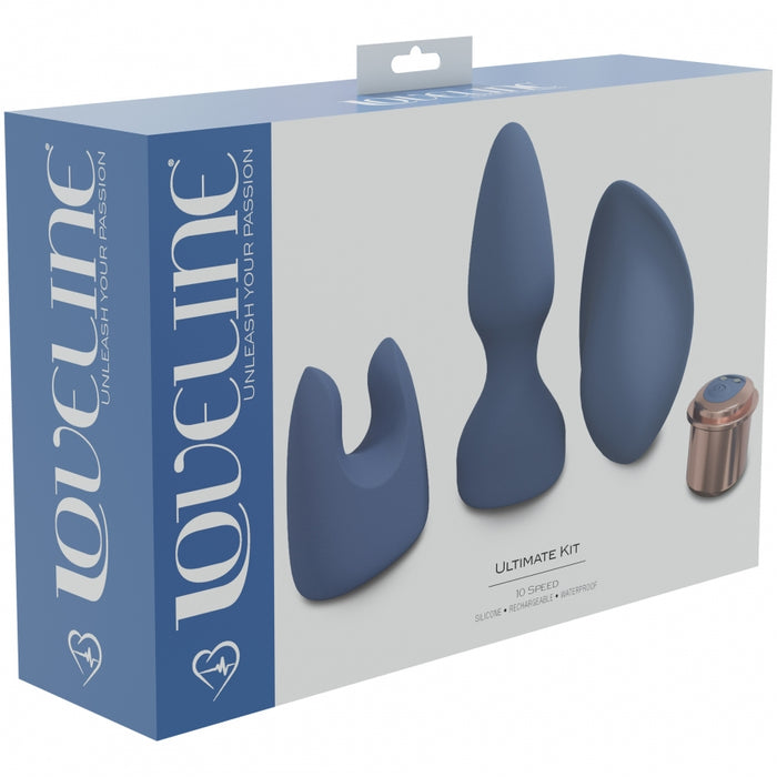 LoveLine - Ultimate Kit - 10 Speed - Silicone - Rechargeable - Waterproof - Blue/Grey