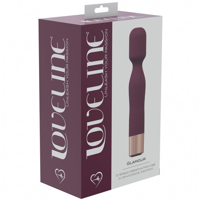 LoveLine - Glamour - 10 Speed Mini-Wand - Silicone - Rechargeable - Waterproof – Burgundy