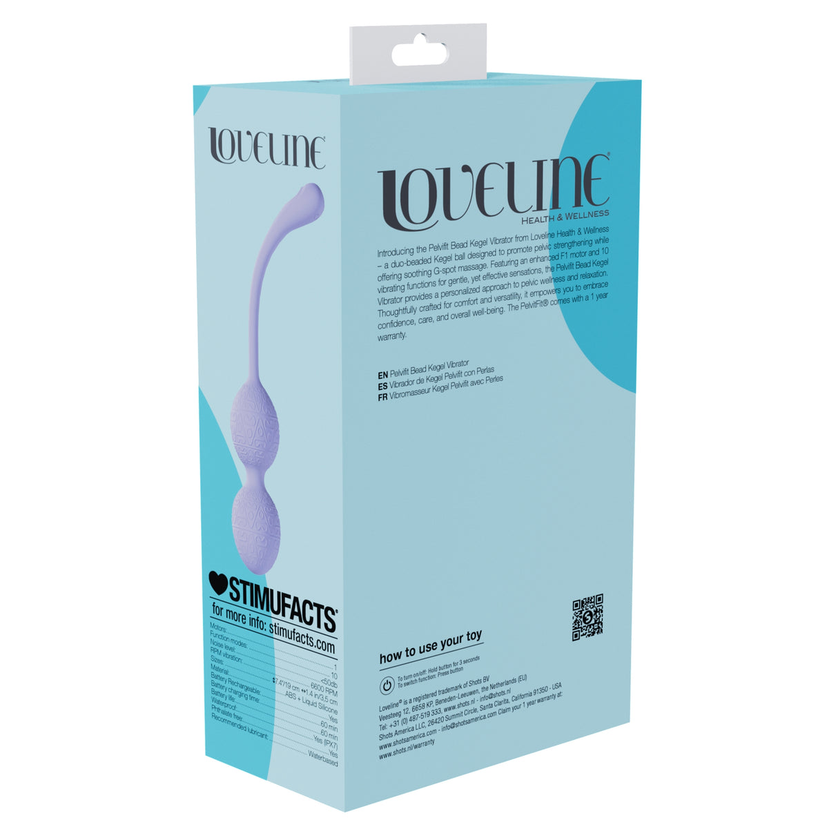 Loveline - PelviFit� Beads Kegel Vibe - 10 Function - Vibrating - Waterproof - Remote - Lavende