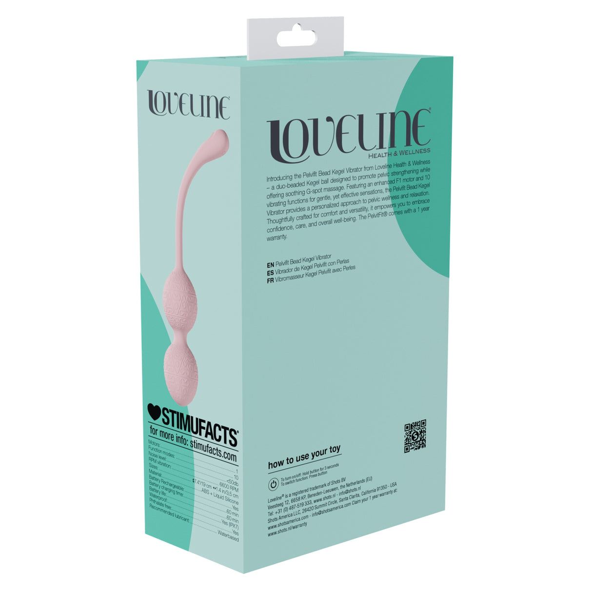 Loveline - PelviFit Beads Kegel Vibe - 10 Function - Vibrating - Waterproof - Remote - Pink