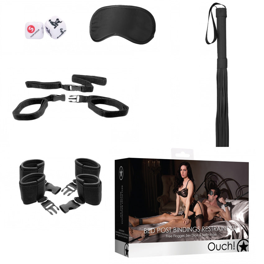 Bed Post Bindings Restraing Kit Black