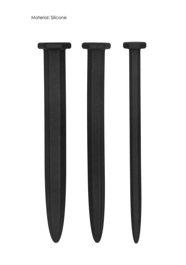Silicone Rugged Nail Plug Set Urethral Sounding Black 71 g