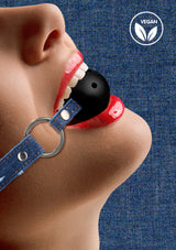 Breathable Ball Gag with Roughend Denim Straps Blue (NLA)
