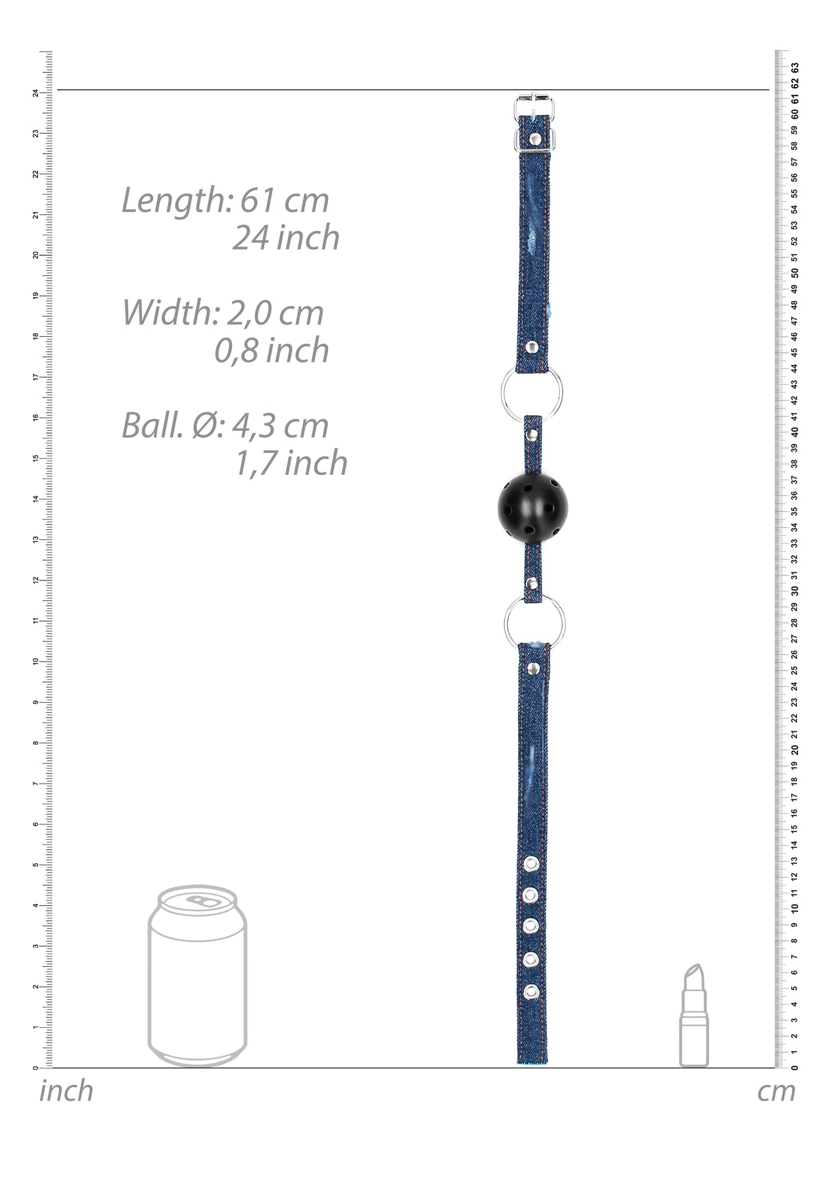 Breathable Ball Gag with Roughend Denim Straps Blue (NLA)