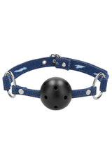 Breathable Ball Gag with Roughend Denim Straps Blue (NLA)