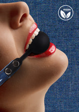 Silicone Ball Gag - With Roughend Denim Straps - Blue(NLA)