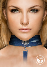 Denim Collar - With Leash - Roughend Denim Style - Blue (NLA)