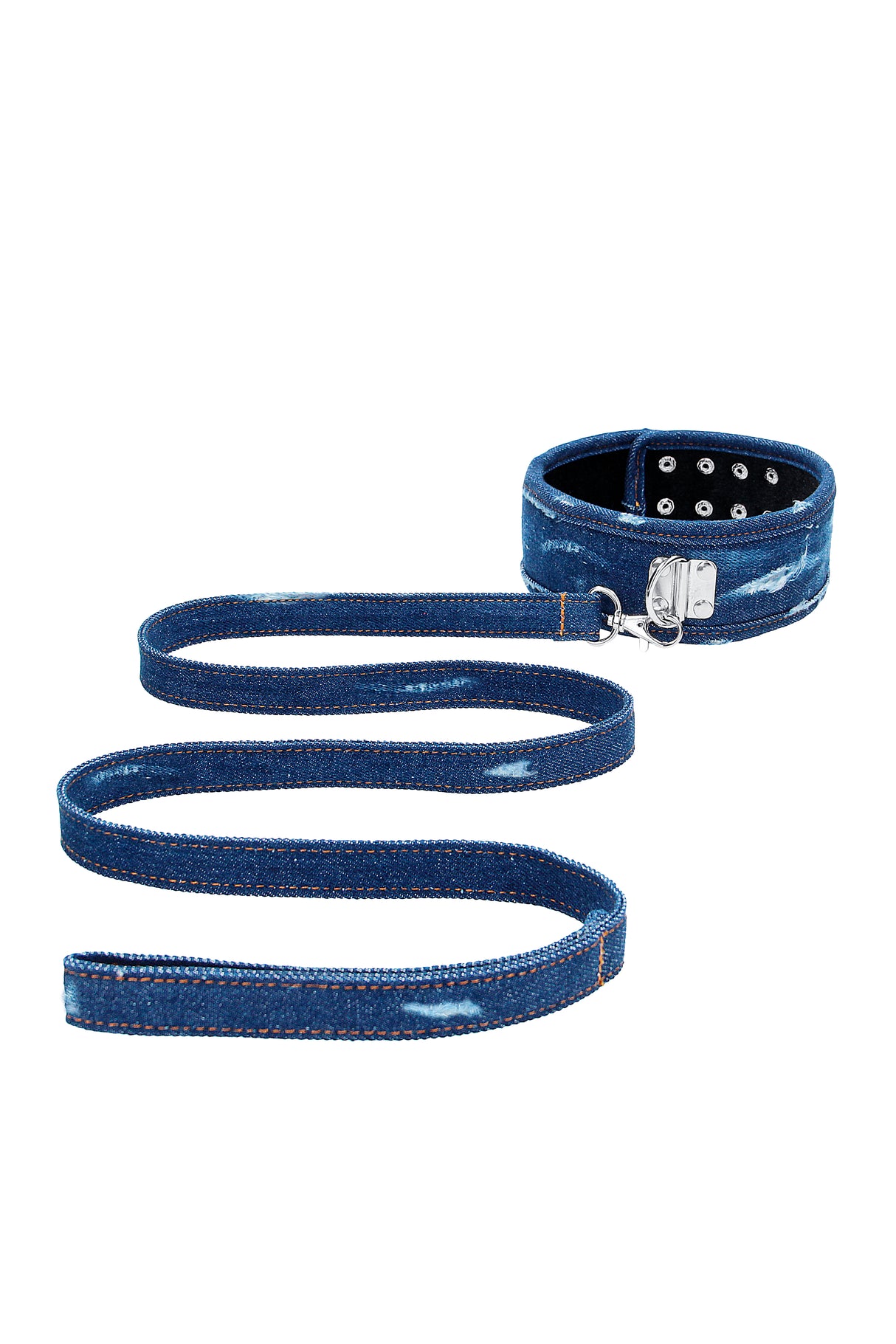 Denim Collar - With Leash - Roughend Denim Style - Blue (NLA)