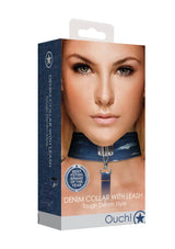 Denim Collar - With Leash - Roughend Denim Style - Blue (NLA)