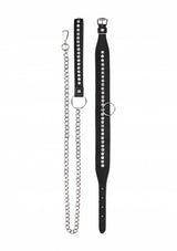 Diamond Studded Collar W/ Leash - Black (NLA)