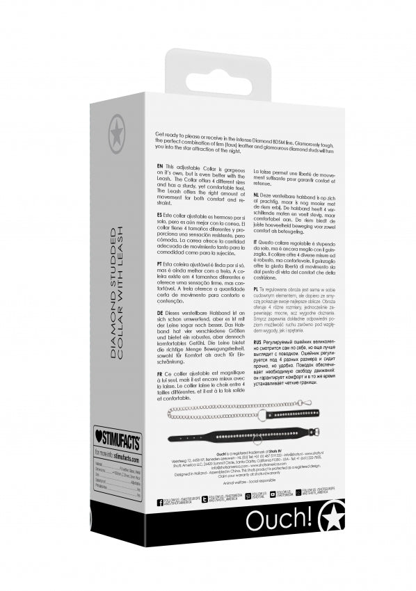 Diamond Studded Collar W/ Leash - Black (NLA)