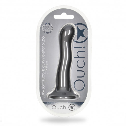 Ultra Soft Curvy G-Spot Dildo - 7'' / 17 cm - Gun Metal