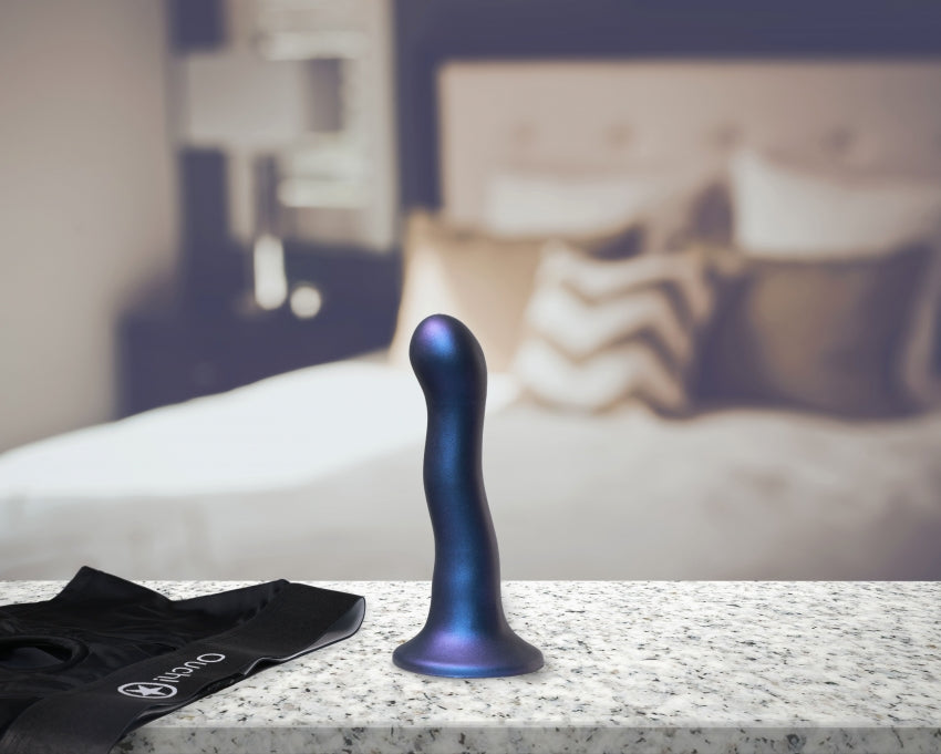 Ultra Soft Curvy G-Spot Dildo - 7'' / 17 cm - Metallic Blue