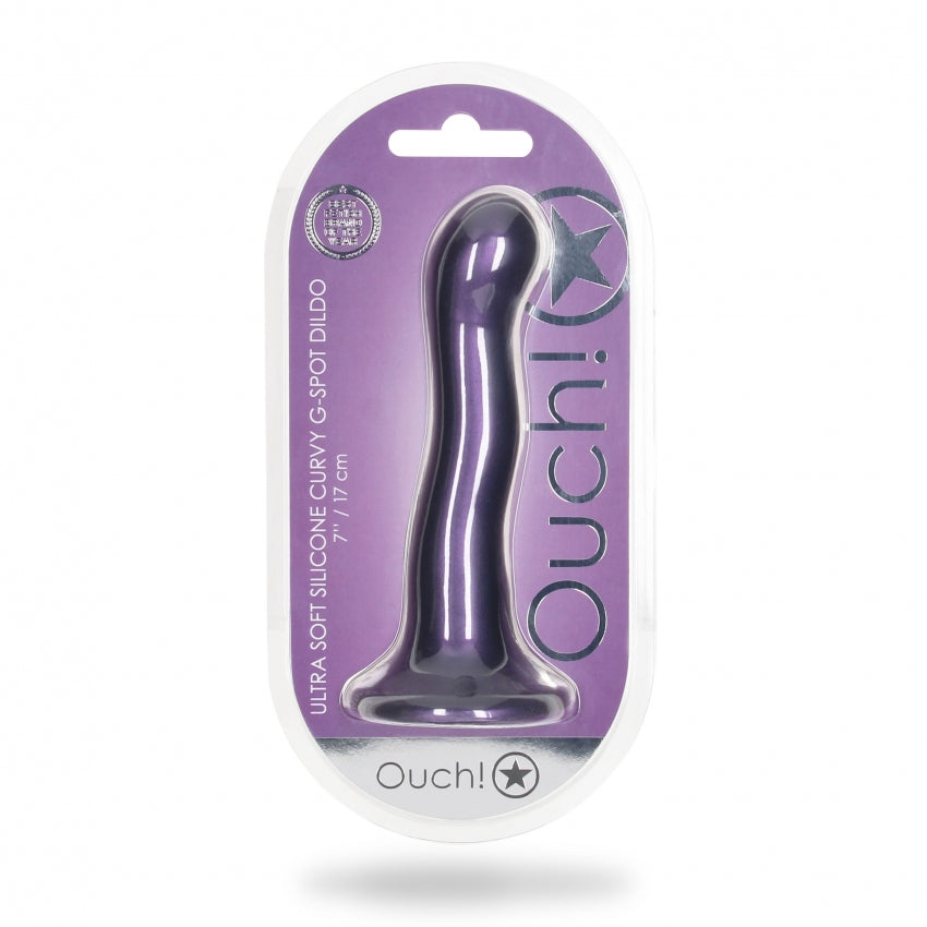 Ultra Soft Curvy G-Spot Dildo - 7'' / 17 cm - Metallic Purple