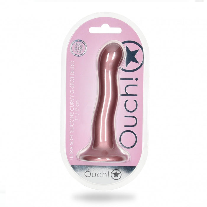 Ultra Soft Curvy G-Spot Dildo - 7'' / 17 cm - Rose Gold