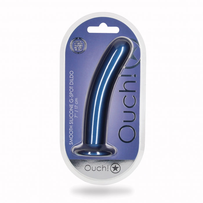 Smooth G-Spot Dildo - 7'' / 17 cm - Metallic Blue