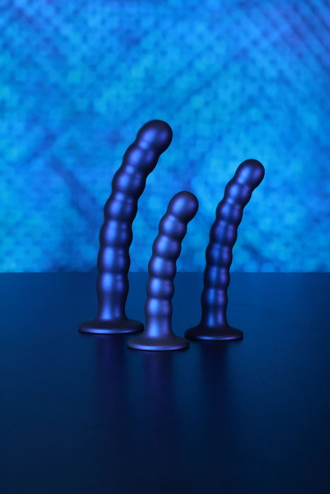 Beaded G-Spot Dildo - 5'' / 13 cm - Metallic Blue