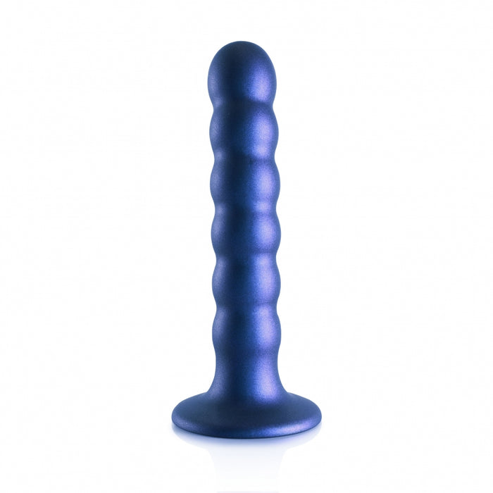 Beaded G-Spot Dildo - 5'' / 13 cm - Metallic Blue