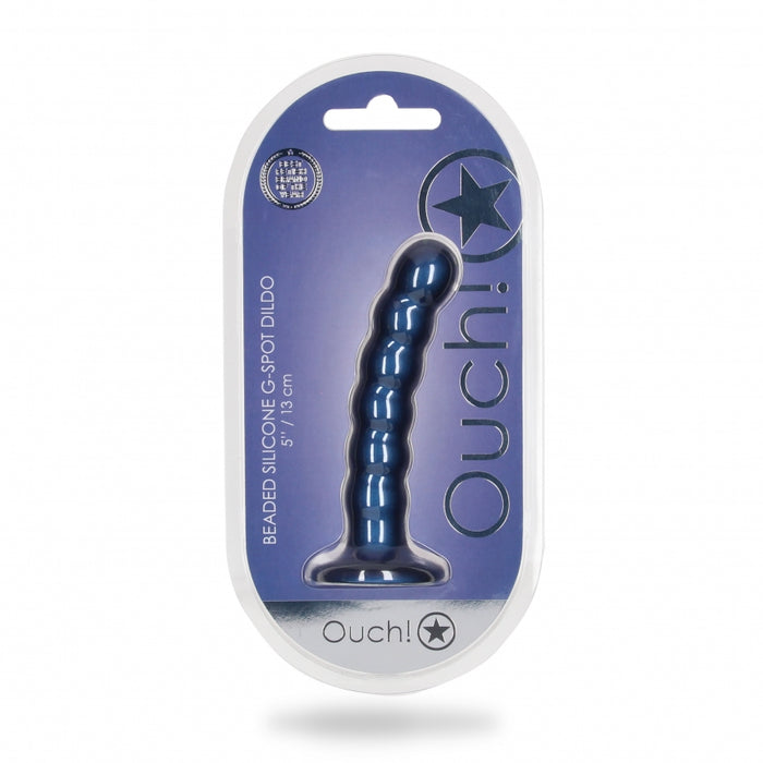 Beaded G-Spot Dildo - 5'' / 13 cm - Metallic Blue