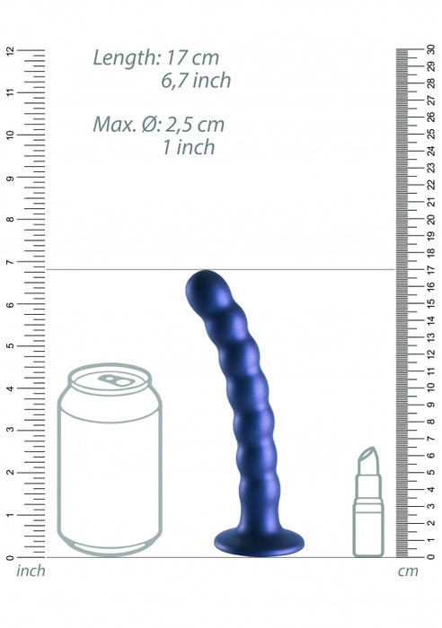 Beaded G-Spot Dildo - 6,5'' / 16,5 cm - Metallic Blue