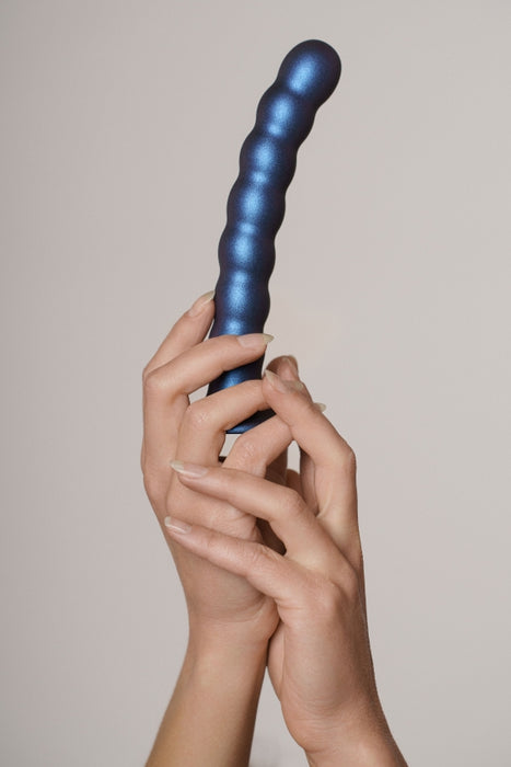 Beaded G-Spot Dildo - 6,5'' / 16,5 cm - Metallic Blue