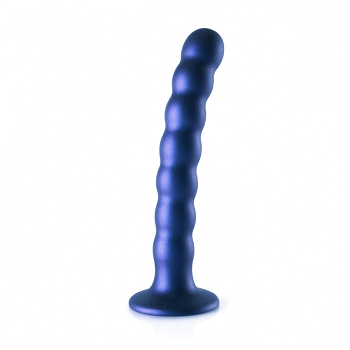 Beaded G-Spot Dildo - 6,5'' / 16,5 cm - Metallic Blue