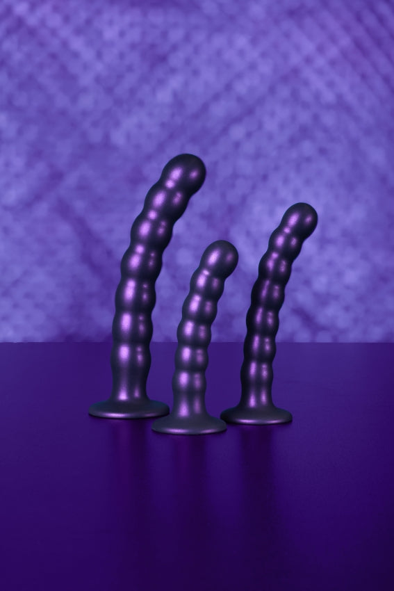 Beaded G-Spot Dildo - 6,5'' / 16,5 cm - Metallic Purple