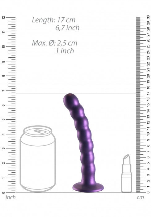 Beaded G-Spot Dildo - 6,5'' / 16,5 cm - Metallic Purple