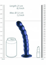 Beaded G-Spot Dildo - 8'' / 20,5 cm - Metallic Blue