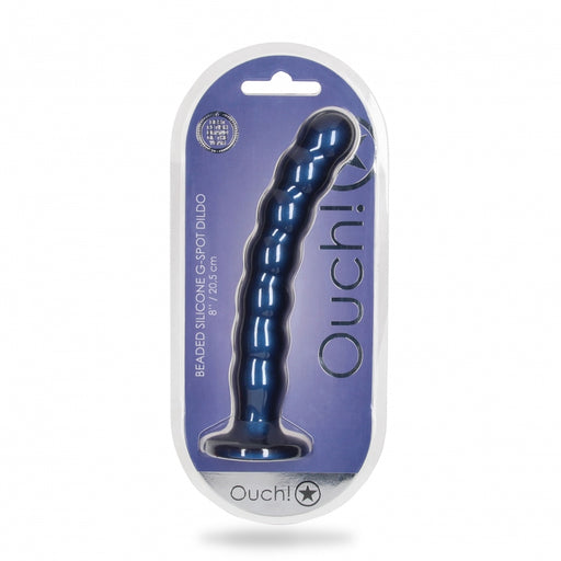 Beaded G-Spot Dildo - 8'' / 20,5 cm - Metallic Blue