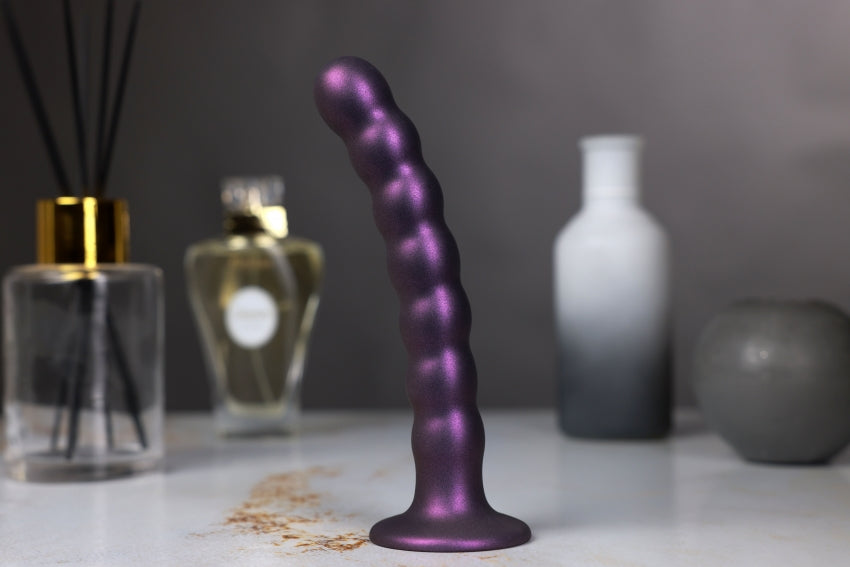 Beaded G-Spot Dildo - 8'' / 20,5 cm - Metallic Purple