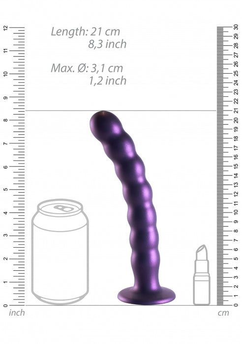 Beaded G-Spot Dildo - 8'' / 20,5 cm - Metallic Purple