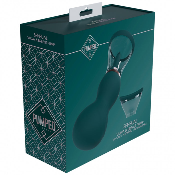 Pumped - Sensual - Automatic - Silicone - Rechargeable Vulva & Breast Pump - Forest Green