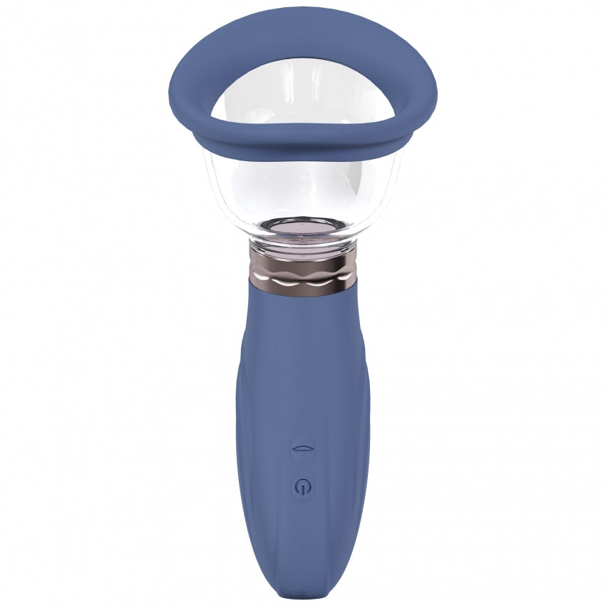 Pumped - Delightful - Automatic - Silicone - Rechargeable Vulva, Clitoral, Nipple & Breast - Blue/Grey