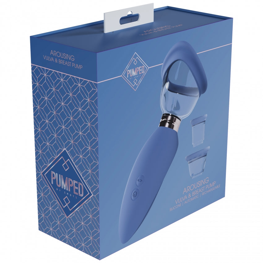 Pumped - Arousing - Automatic - Silicone - Rechargeable Vulva, Clitoral, Nipple & Breast - Blue/Grey