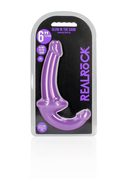 6" Inch Strapless Strap-On Glow in the Dark Neon - Purple