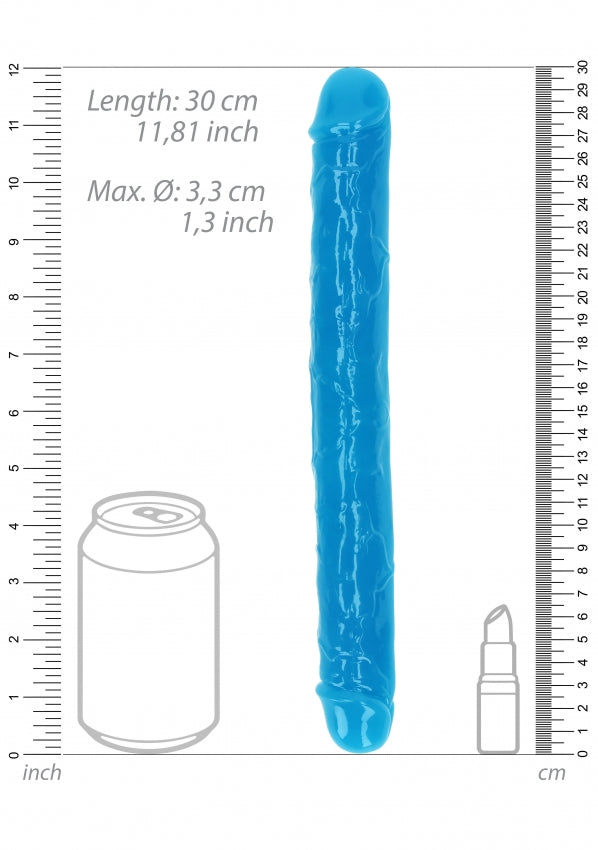 12" Inch Double Dong Glow in the Dark Neon - Blue