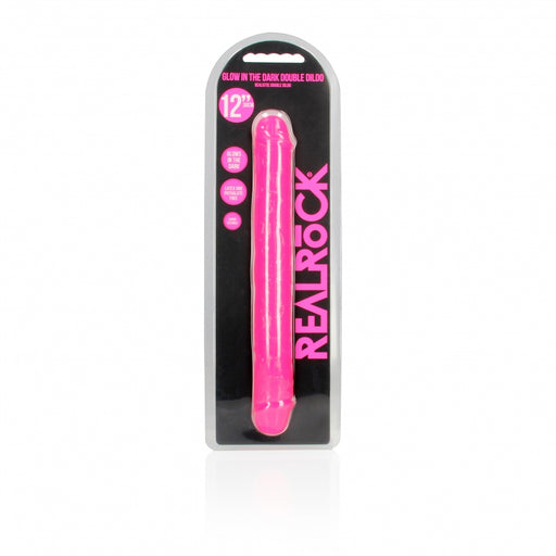 12" Inch Double Dong Glow in the Dark Neon - Pink