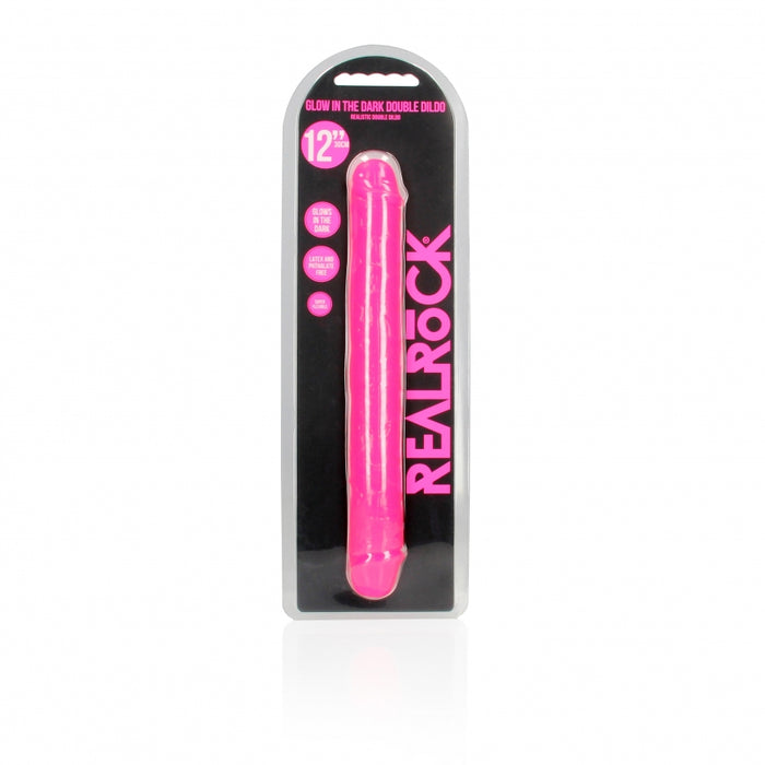 12" Inch Double Dong Glow in the Dark Neon - Pink