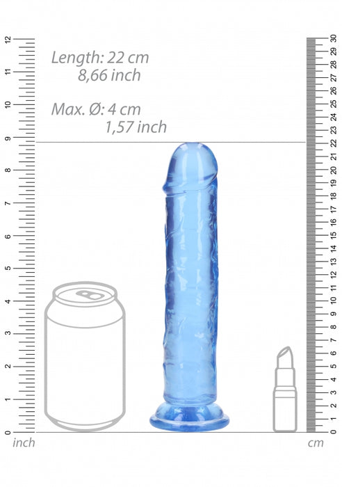 Crystal Clear Dildo 8" Inch Straight No Balls - Blue